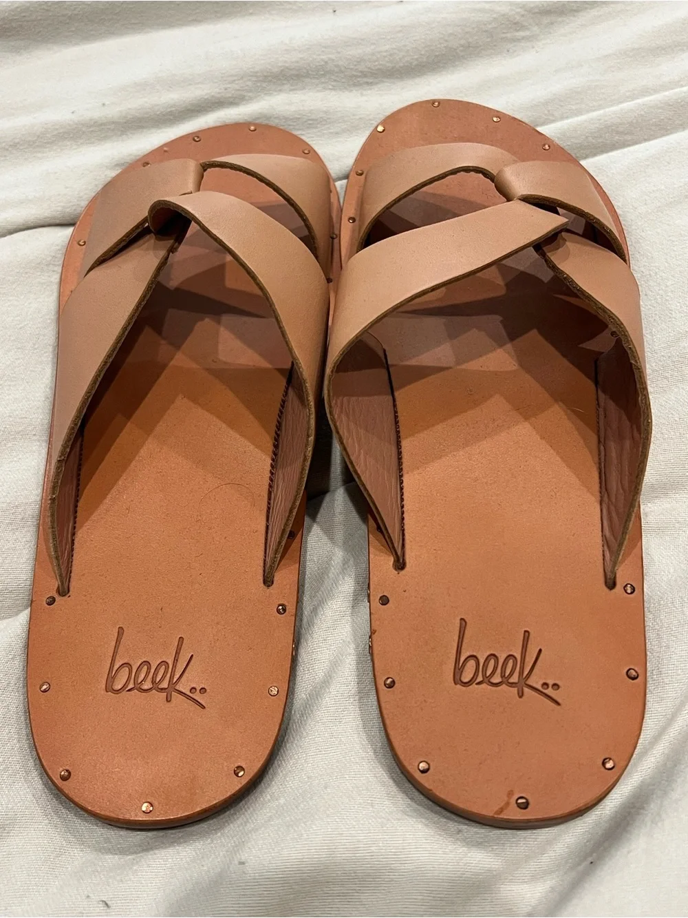 beek Leather Crisscross Slide Sandals Size 11 RT $240 NWOT